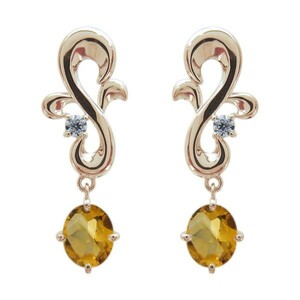 18 gold oval birthstone ala Beth k earrings citrine earrings 