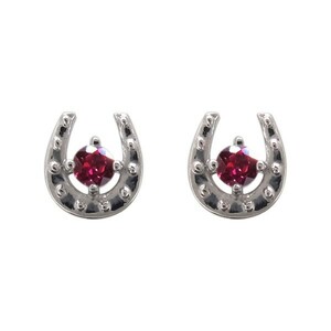  ruby earrings platinum earrings 7 month birthstone horseshoe motif lady's Christmas Point ..