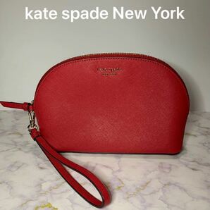 新品未使用 kate spade ケイトスペード ラウンド ポーチ 小物入れ レッド 赤