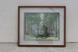 ロバートウッド 森の湖 複製画 Robert Wood 木枠 額装入 油絵 絵画 アート オブジェ 'za419
