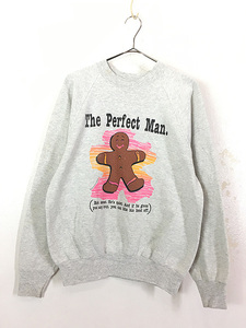 古着 90s USA製 「The Perfect Man」 人型 クッキー ジョーク スウェット トレーナー L 古着