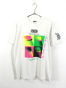 古着 90s USA製 聖火 トーチ ネオン スクエア アート Tシャツ L 古着