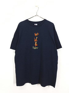 古着 90s USA製 Disney Pooh Tigger ティガー 3連 センター 刺しゅう Tシャツ XL 古着