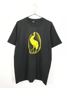 古着 80s USA製 鳥 タマゴ アニマル グラフィック アート Tシャツ L 古着