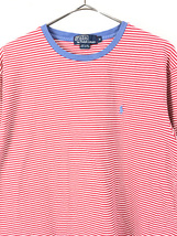 古着 90s Polo Ralph Lauren ワンポイント マリン ボーダー トリム Tシャツ M 古着_画像2