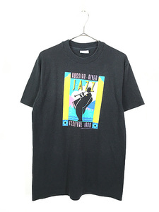 古着 80s USA製 RUSSIAN RIVER ジャズ フェス ミュージック アート Tシャツ L 古着