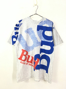 古着 90s USA製 Budweiser ビール マルチ グラフィック オールオーバー Tシャツ XL 古着