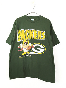 古着 90s NFL Green Bay Packers パッカーズ TUNES タズ フットボール Tシャツ XL 古着