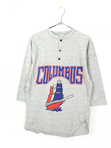 古着 80s MiLB Columbus Clippers コロンブス ヘンリーネック ベースボール Tシャツ M位 古着