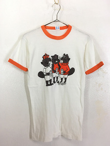 レディース 古着 80s USA製 Champion 「OSU」 カレッジ ビーバー リンガー Tシャツ M 古着