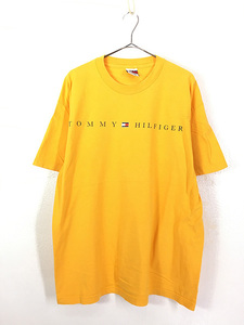 古着 90s USA製 TOMMY HILFIGER ライン ロゴ プリント Tシャツ XL 古着