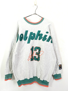 古着 90s USA製 NFL Miami Dolphins ドルフィンズ BIG パッチ スウェット トレーナー L 古着