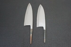 [NZ] [Sh166680] 出刃包丁 柄なし 安来鋼白二 刃長約:215mm 全長約:330mm 包丁2点 [未使用品]