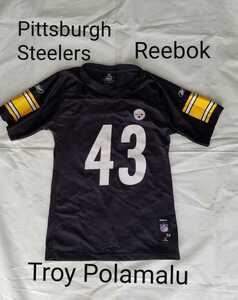 送料無料 NFL Reebok トロイ・ポラマル Troy Polamalu　ピッツバーグスティーラーズ ゲームシャツ ユニフォーム Pittsburgh Steelers 43