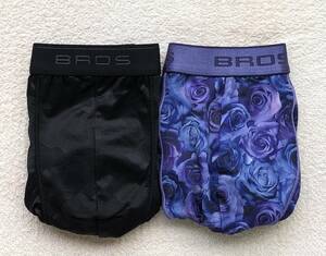 BROS ブロス ボクサーパンツ Ｌサイズ 迷彩 ブラック＆花柄 パープル 2枚セット ☆送料無料