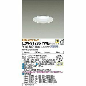 LEDアウトドアライト軒下用ダウンライト 電球色 ＬＥＤ内蔵 電源別売り LZW-91285YWE