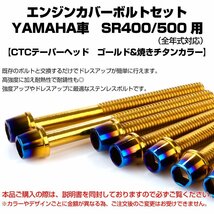 SR400 SR500 エンジンカバーボルト 20本セット ヤマハ車用 CTCテーパーヘッド ゴールド＆焼きチタンカラー TB7108_画像2