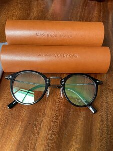 伝説のモデル・大人気作・MASUNAGA・増永眼鏡・GMS-805 高級チタン製・シャイニーブラック・眼鏡フレーム