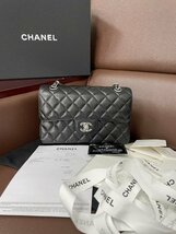  新品同様 ※CHANEL シャネル※ ダブルフラップマトラッセ A01113 ハンドバッグ レザー ブラック チェーンショルダー/シルバー金具_画像1