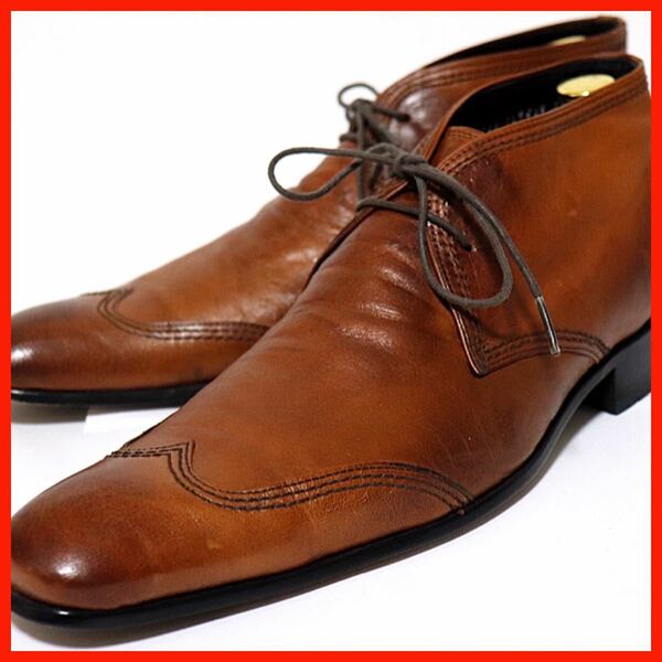 即決落札　whoop'-de-doo' 25㎝ ビジネスシューズ ハイカット　ブラウン　メンズ　紳士靴　高級靴　本革　フープディドゥ　送料無料！
