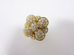 Van Cleef &amp; Arpels VCA VAN CLEEF &amp; ARPEL RIGN RING FLOWER DIAMIND 750 K18 Желтовое золото # 52