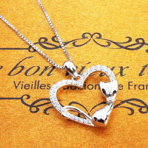 .... cat. .. Kirakira shines Open Heart necklace silver 925 Cubic Zirconia 