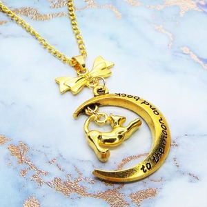  Gold color extension cat . three day month . combination . pendant * necklace ribbon length *SV925 modification possible adjuster addition possible 