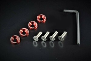 【送料無料】ナンバーボルト/ナンバープレートボルト/盗難防止 赤/RED/レッド 汎用 ジムニー ハスラー ワゴンR アルト ラパン スペーシア