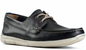 送料無料 CLARKS 25cm デッキ スニーカー 軽量 ネイビーブルー ボート ビジネス レザー オフィス スーツ ローファー オフィス YYY187