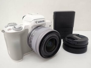 外観良好 Canon EOS KISS M キャノン ミラーレス一眼カメラ ブラック + レンズ EF-M 15-45mm F3.5-6.3 IS STM ∽ 66F23-1