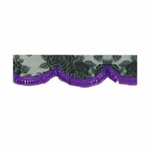 波型フロントカーテン　薔薇柄レース　サイズＬ（2.2ｍ）　黒×パープル（紫）_画像2
