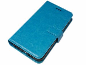iPhone XR 6.1インチ フェイクレザー 合成皮革 手帳型 フリップ スタンド 無地 アイフォン アイホン ケース カバー ライトブルー