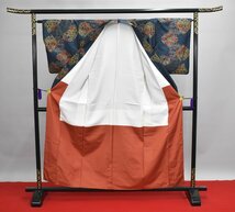 紬 つむぎ 割文 秋草文 亀甲 花 身丈151.5cm 裄丈65.5cm ★着物 pb-700_画像7