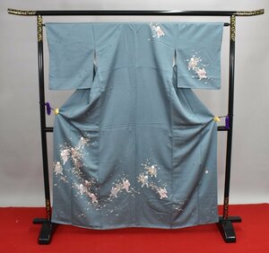 【桜庭呉服店】 附下訪問着 落款 披露宴 唐子 人物文様 遊び 葉 身丈156.5cm 裄丈65cm ★着物 パーティー t‐613