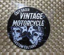 　双頭蓋骨　黒　円型STレトロ◎新品カフェレーサー 　VINTAGE MOTORCYCLE アメリカンバイク　カスタム　RETRO ステッカー防水◆アメリカ_画像6