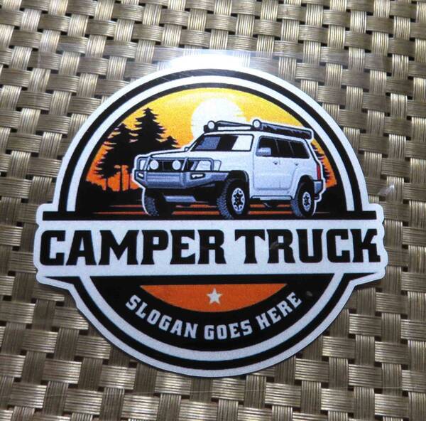 CT四駆ST◎新品Camper Truck　４４ オフロードキャンピングカー　夕日　アメリカ　US自動車　ステッカー　シール防水◆ミリタリー◎SUV