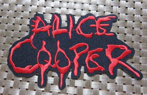 　黒赤　英語◆新品　アリス・クーパー Alice Cooper　アメリカ　　刺繍ワッペン■音楽　ミュージック　■バイク　サバゲー　ミリタリー