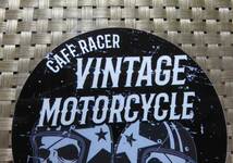 　双頭蓋骨　黒　円型STレトロ◎新品カフェレーサー 　VINTAGE MOTORCYCLE アメリカンバイク　カスタム　RETRO ステッカー防水◆アメリカ_画像2