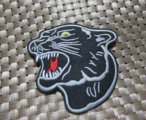  黒豹顔◆新品Black panther 黒豹ブラックパンサー刺繍ワッペン（パッチ）◆ オートバイ　バイク◇サバゲー・コスプレ・ミリタリー◎激シブ