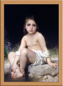 お風呂場にいる少女 A4 フランス アート複製, 絵画, 油彩, 人物画