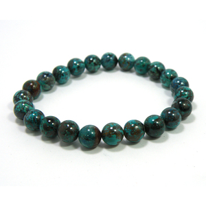 Art hand Auction Livraison gratuite★≪Prix spécial/article limité≫Bracelet accessoire en pierre de puissance Chrysocolla 8mm diamètre intérieur 16cm 19g, Perlage, perles, Pierre naturelle, Pierres semi-précieuses