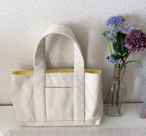 トートバッグ ハンドバッグ 帆布 ハンドメイド ミニバッグ ホワイト レディース