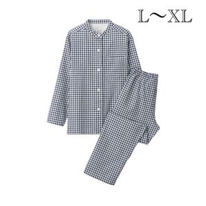 新品 無印良品 脇に縫い目のない二重ガーゼスタンドカラーパジャマ