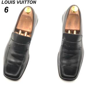 即決 Louis Vuitton ルイヴィトン 24cm 6 SL1929 メンズ レザーシューズ ローファー 黒 ブラック 革靴 皮靴 ビジネスシューズ