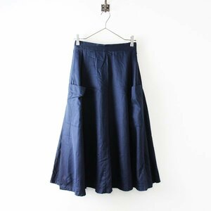 Sarahwear サラウェア コットン サイドポケット付き イージーフレアロングスカート 1/ネイビー ボトムス【2400012956025】