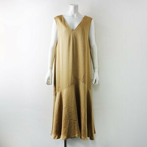 2020SS anatelier Anatelier V neck no sleeve dress 38/ beige Jean ska [2400012877184]