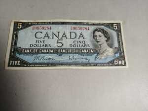 稀少カナタ古い旧紙幣5ドル札一枚　同梱可