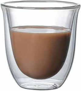 240ml MIKOR ダブルウォール グラスカップ 240ml 1個セット 二重構造 耐熱ガラス コーヒーカップ グラス マグコ