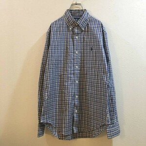 ◆お洒落な逸品◆Ralph Lauren/ラルフローレン 長袖 ギンガムチェック ボタンダウン ドレスシャツ シャツ ブルー 青 メンズ M ON2119