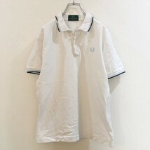 vintage◆お洒落な逸品◆FRED PERRY/フレッドペリー 鹿の子 半袖 ポロシャツ 刺 ホワイト 白 メンズ S ON1728_画像2